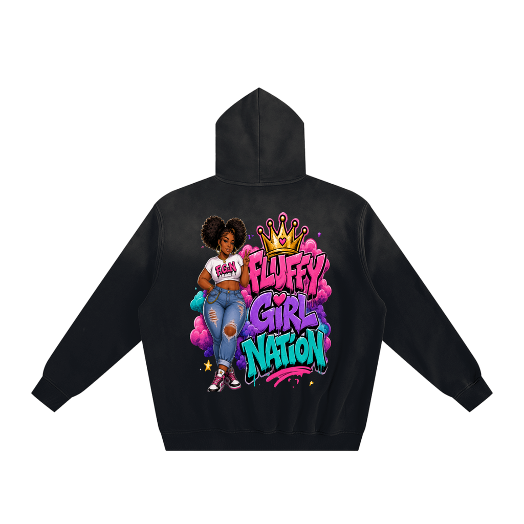 Sunfade Fleeced Hoodie w/ Custom FGN Logo Graphic Design Front & FGN Logo w/Girl Back