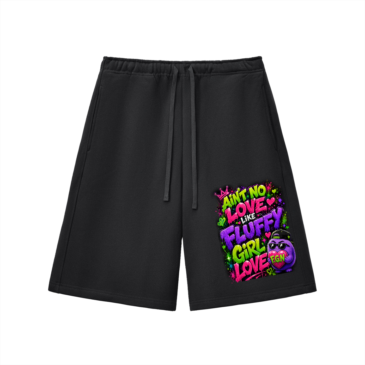 Essential Heavyweight Fleece Shorts w/ Custom Graphic Design_Ain't No Love Like_Front