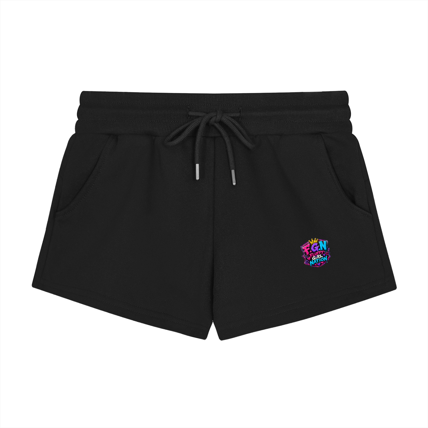 Women's Drawstring Shorts w/Custom Graphic Design _Fluff Em'_Back & FGN Logo_Front