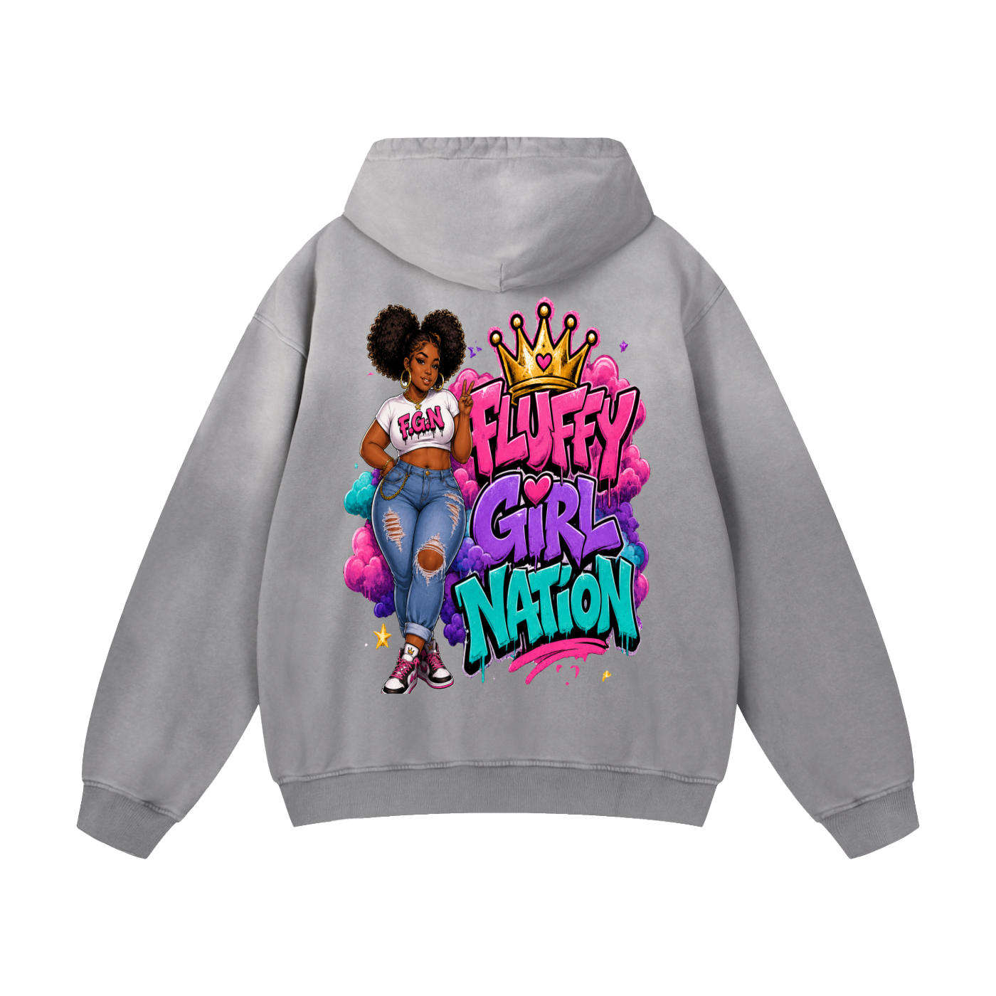 Heavyweight Sunfade Oversized Hoodie w/ Custom FGN Logo Front & FGN Graphic Design Back
