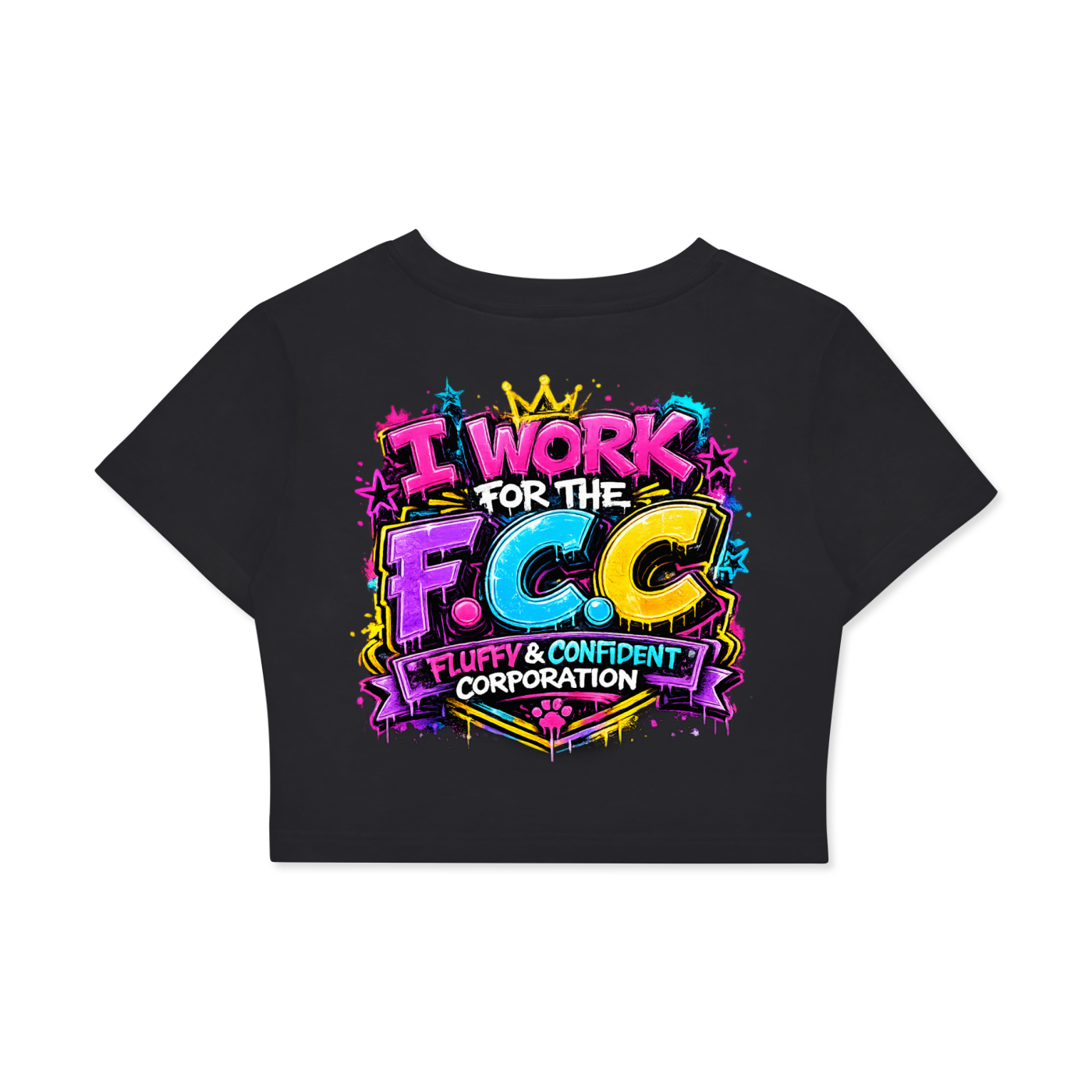 Fitted Crop Cotton T-Shirt w/ Custom FGN Logo-Front & Graphic Design Back-F.C.C