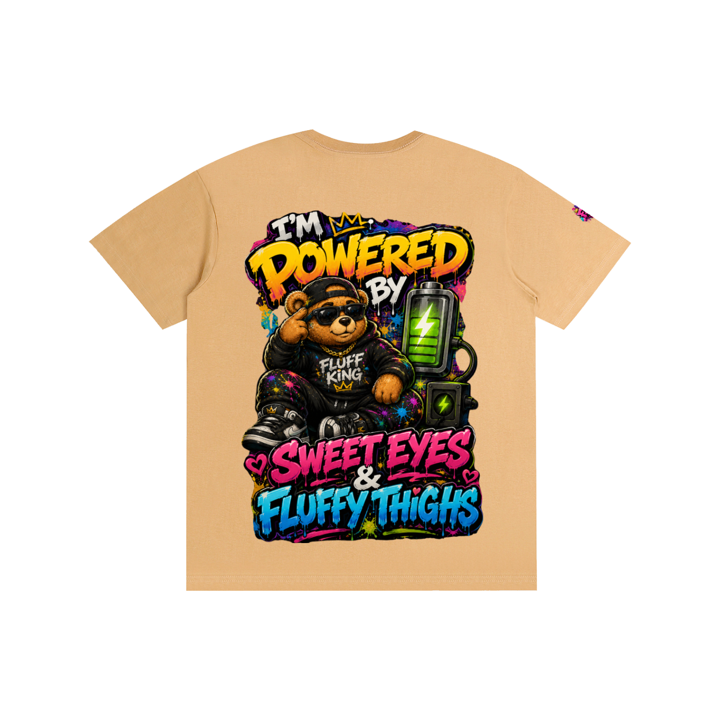 Pure Cotton Unisex T-Shirt w/ Custom Graphic Design_I'm Powered By_Back & FGN Logo_Right Sleeve