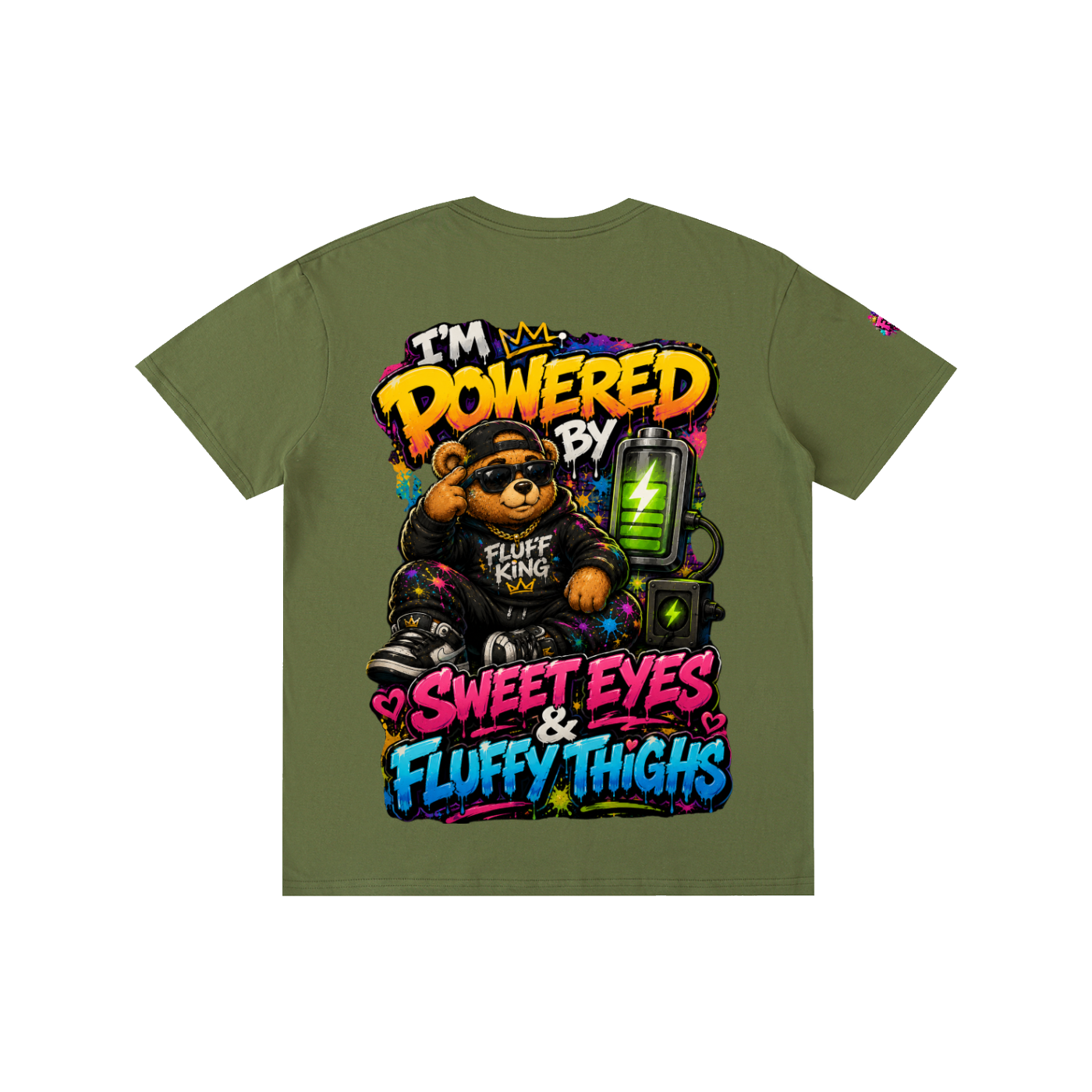 Pure Cotton Unisex T-Shirt w/ Custom Graphic Design_I'm Powered By_Back & FGN Logo_Right Sleeve