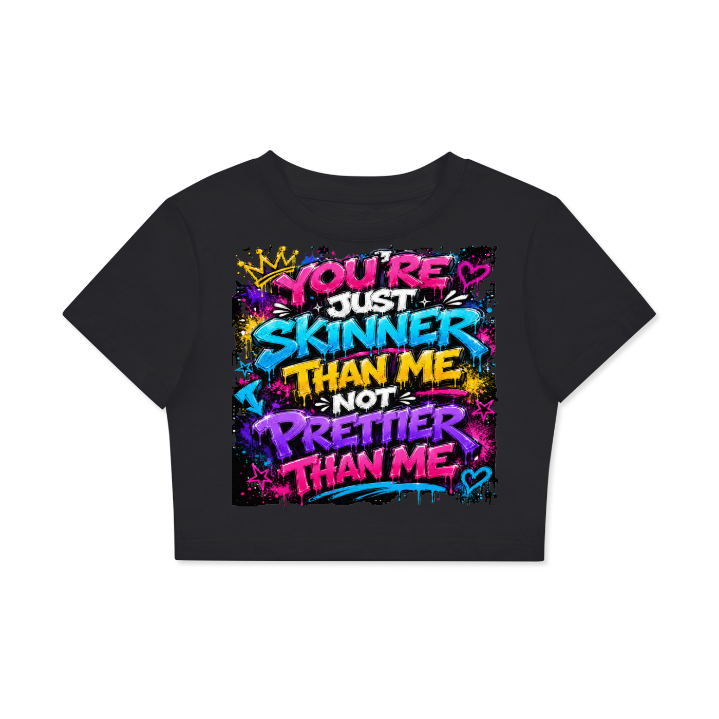 Fitted Crop Cotton T-Shirt w/ Custom Graphic Design-You're Skinner Than Me Not Front & FGN Logo Back