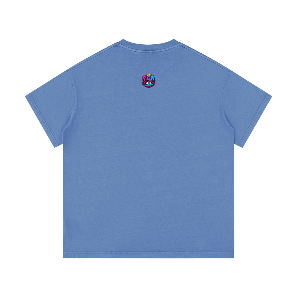 Vintage Wash Cotton T-Shirt w/ Custom Graphic Design_Heavy on the Curves_Front & FGN Logo_Back