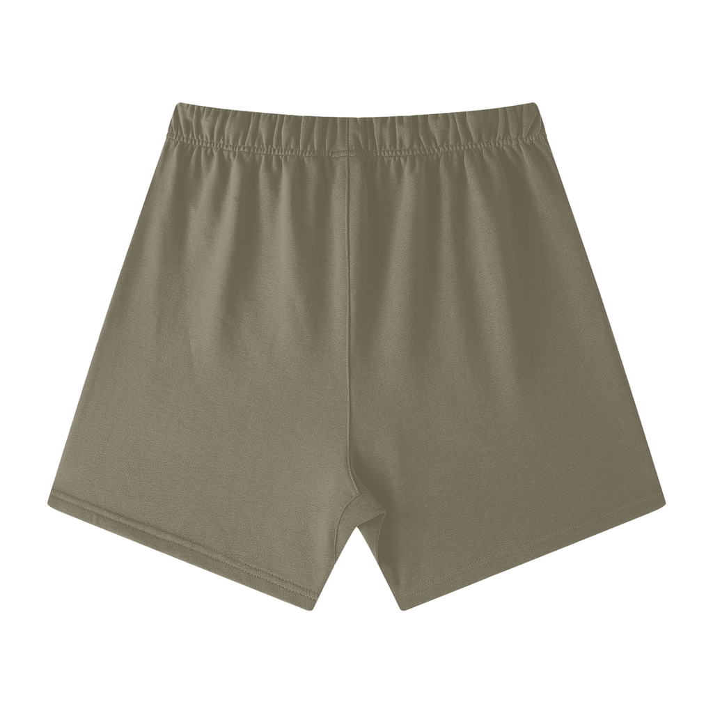 Unisex Earth Tone Loose Fit Cotton Shorts w/ Custom Graphic Design_Fluffy Thighs Matter_Front
