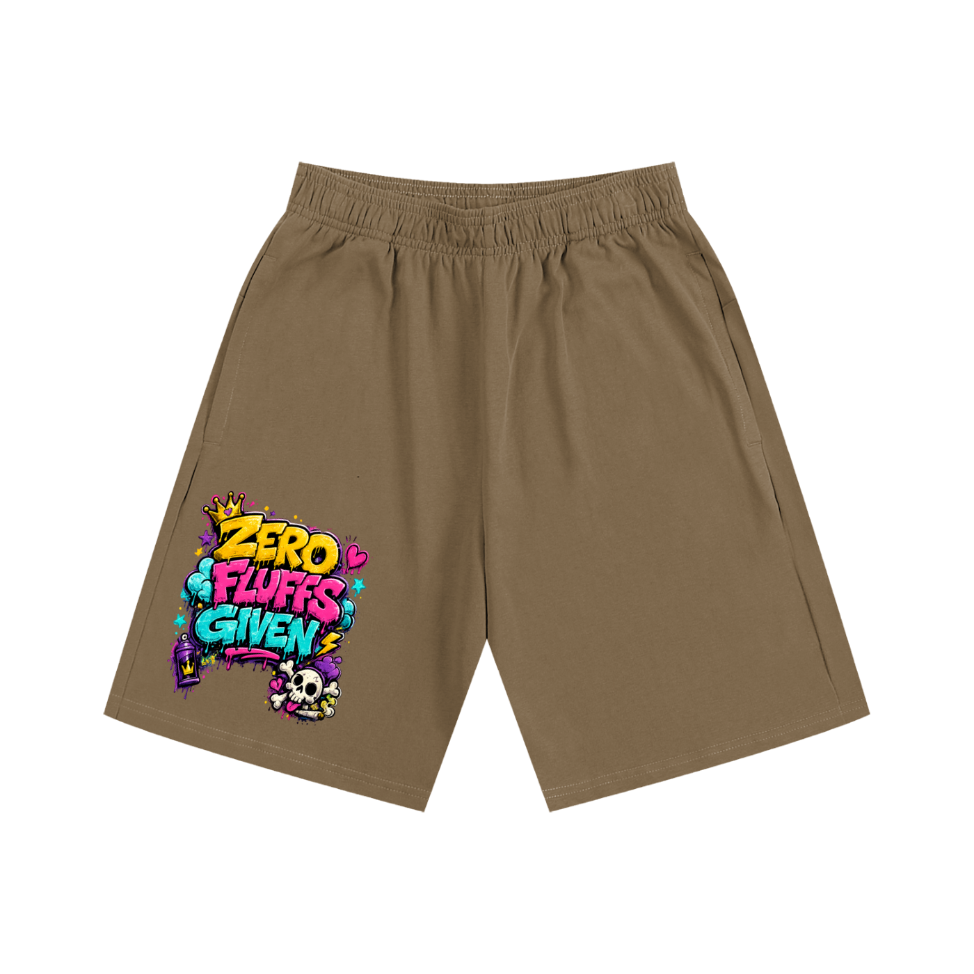 Essential Heavyweight Cotton Shorts w/ Custom Graphic Design-Front Zero Fluffs Given