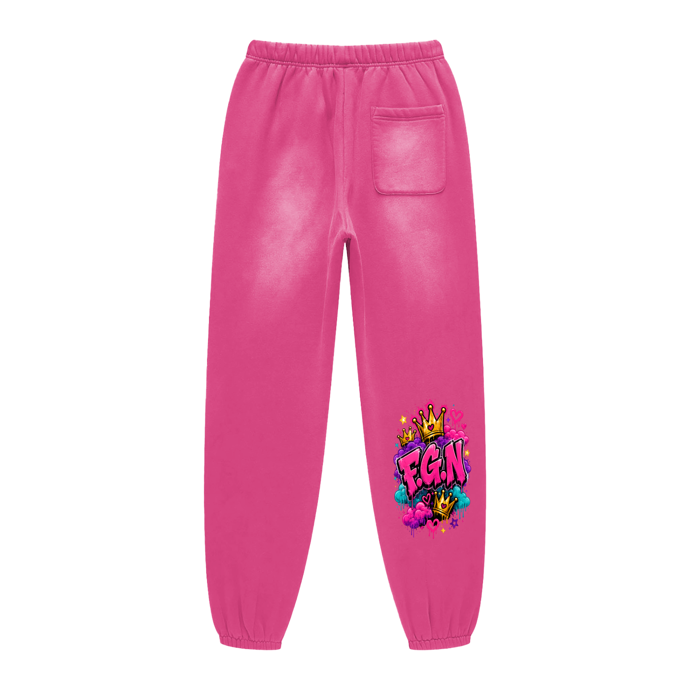 Sunfade Fleeced Sweatpants w/ Custom Graphic Design Front & FGN Logo Back
