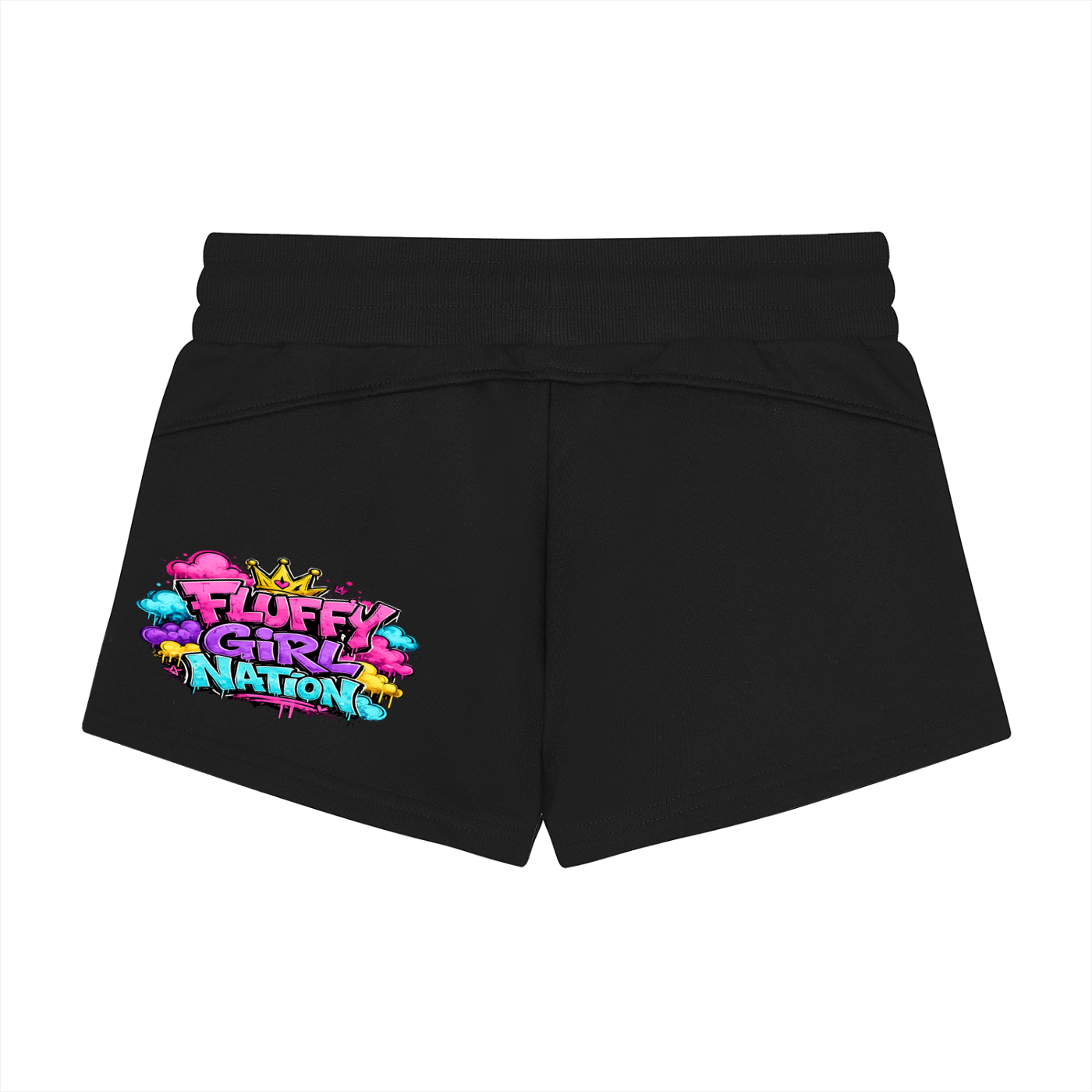 Women's Drawstring Shorts w/ Custom Fluffy Girl Nation Logo Back