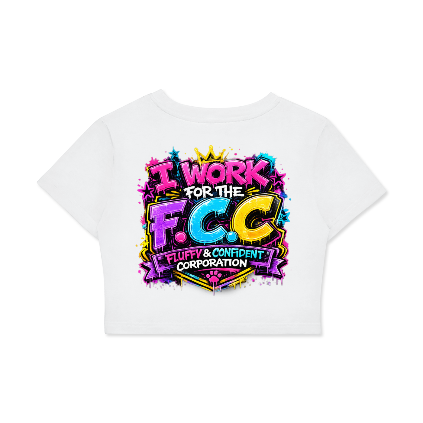Fitted Crop Cotton T-Shirt w/ Custom FGN Logo-Front & Graphic Design Back-F.C.C