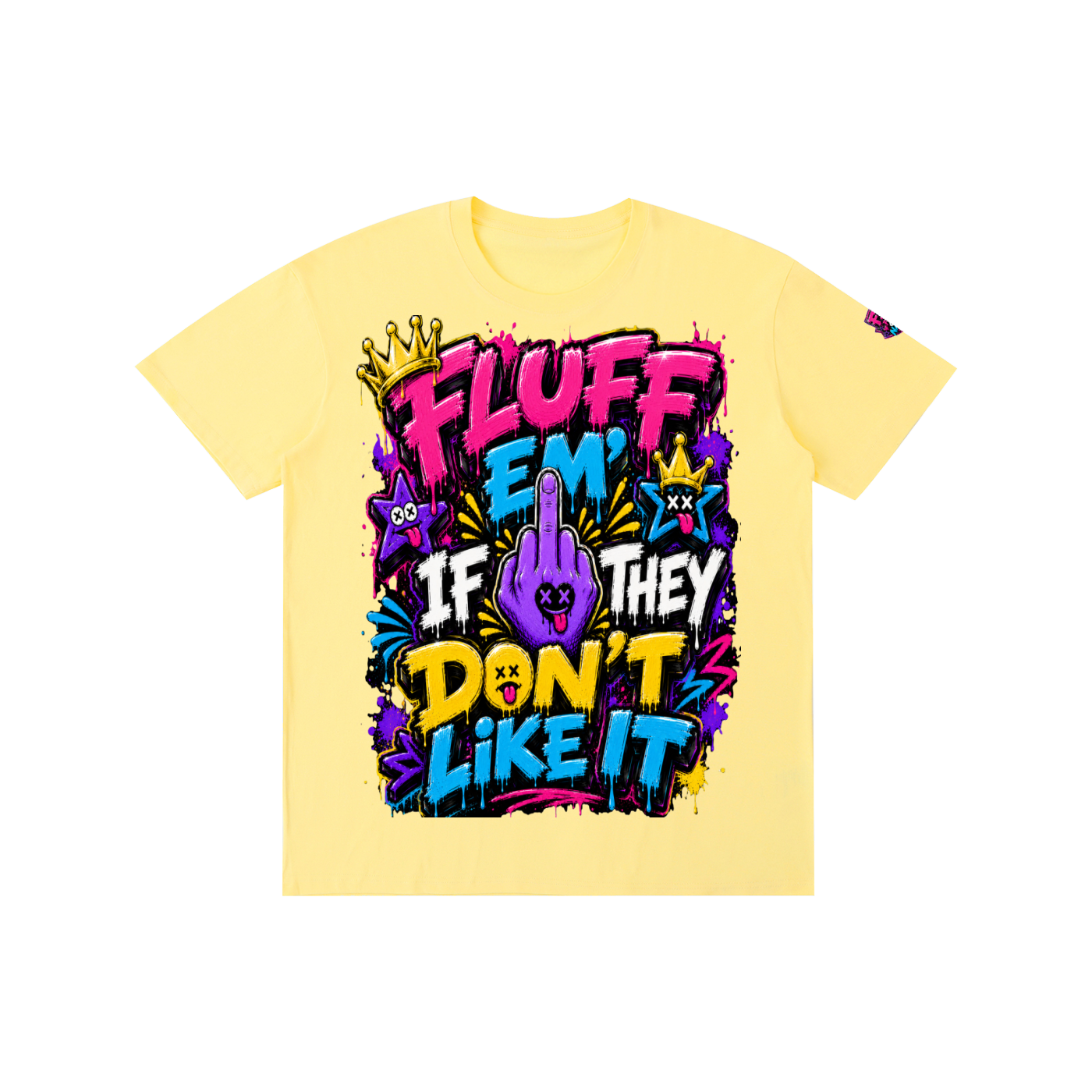 Pure Cotton Unisex T-Shirt w/ Custom Graphic Design _Fluff Em_Front & FGN Logo on Left Sleeve