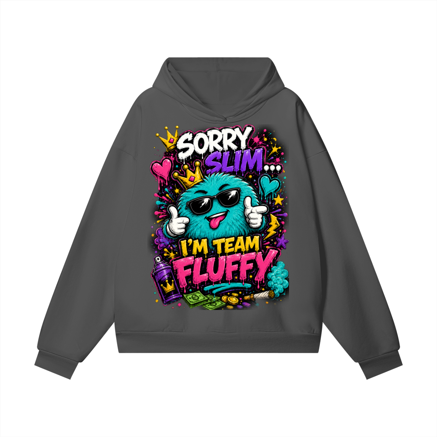 Heavyweight Hidden Pocket Fleece Hoodie w/ Custom Graphic Design_Sorry Slim_Front & FGN Logo_Back