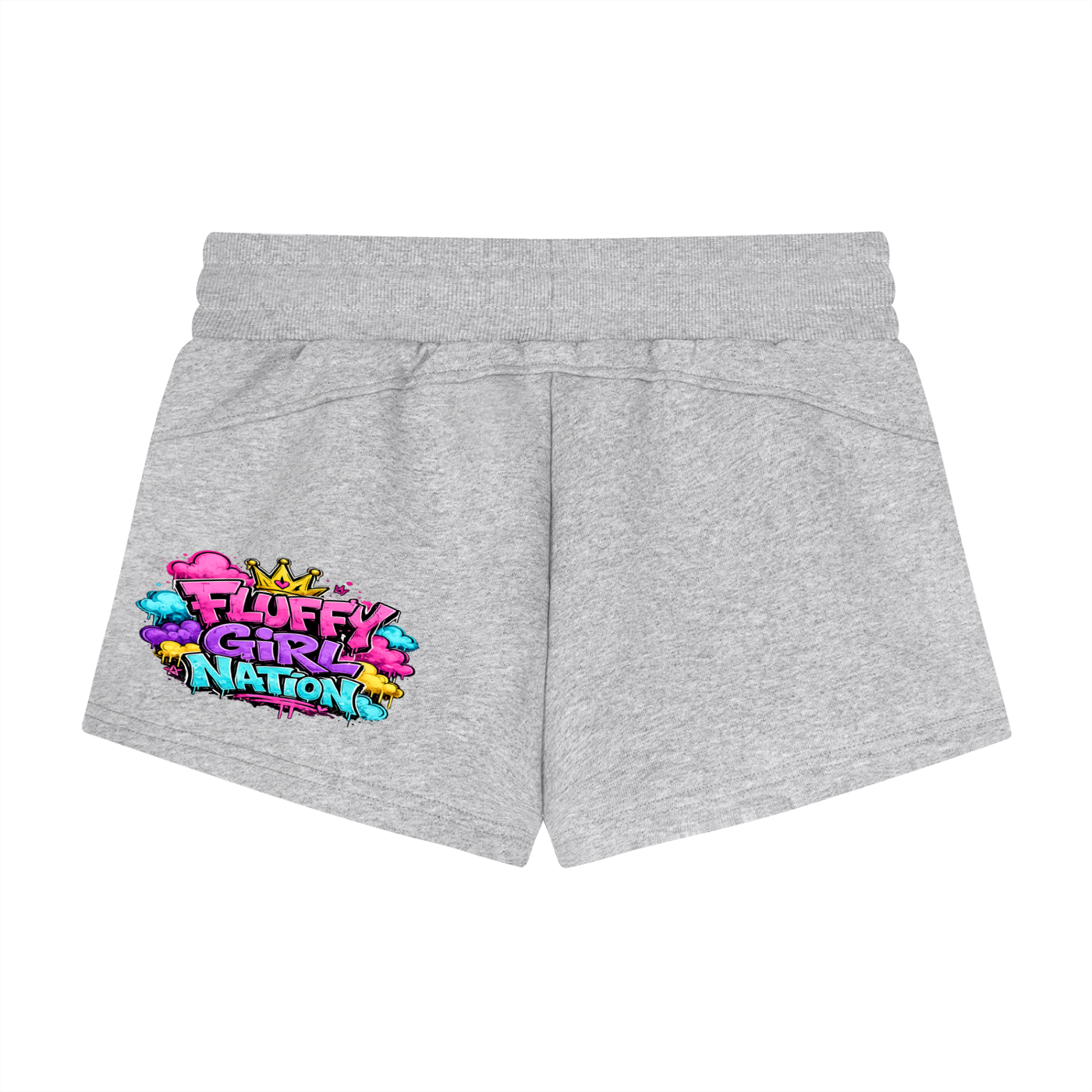 Women's Drawstring Shorts w/ Custom Fluffy Girl Nation Logo Back