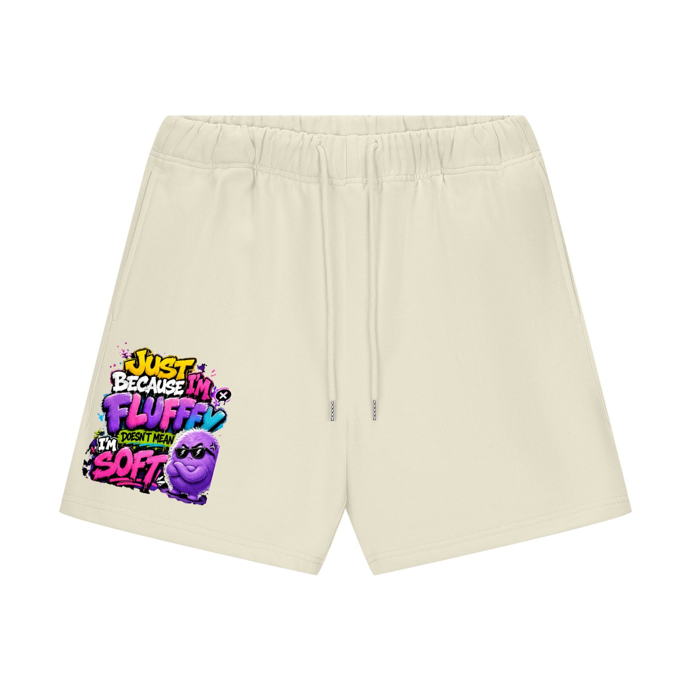 Unisex Heavyweight Fleece Loose Fit Shorts w/ Custom FGN Graphic Design-Just Because I'm Fluffy Front