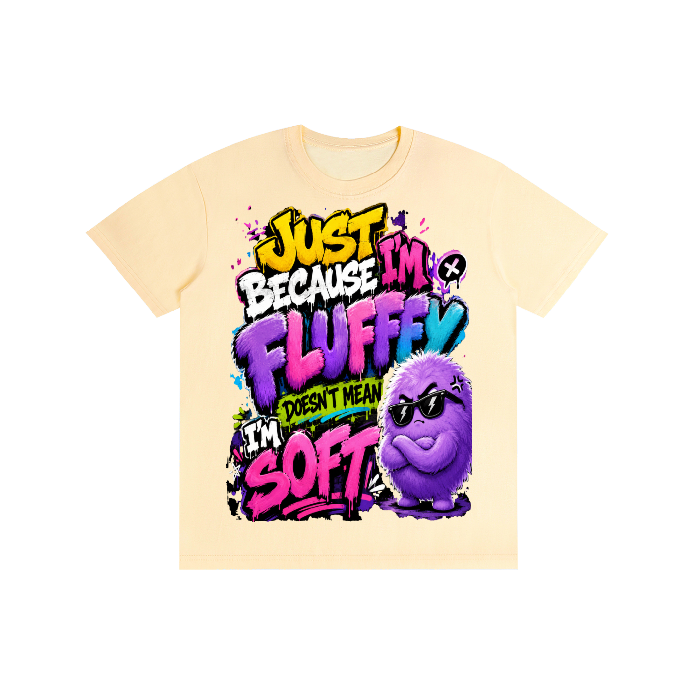 Pure Cotton Unisex T-Shirt w/ Custom Just Because I'm Fluffy...Graphic Design Front & FGN Logo Back