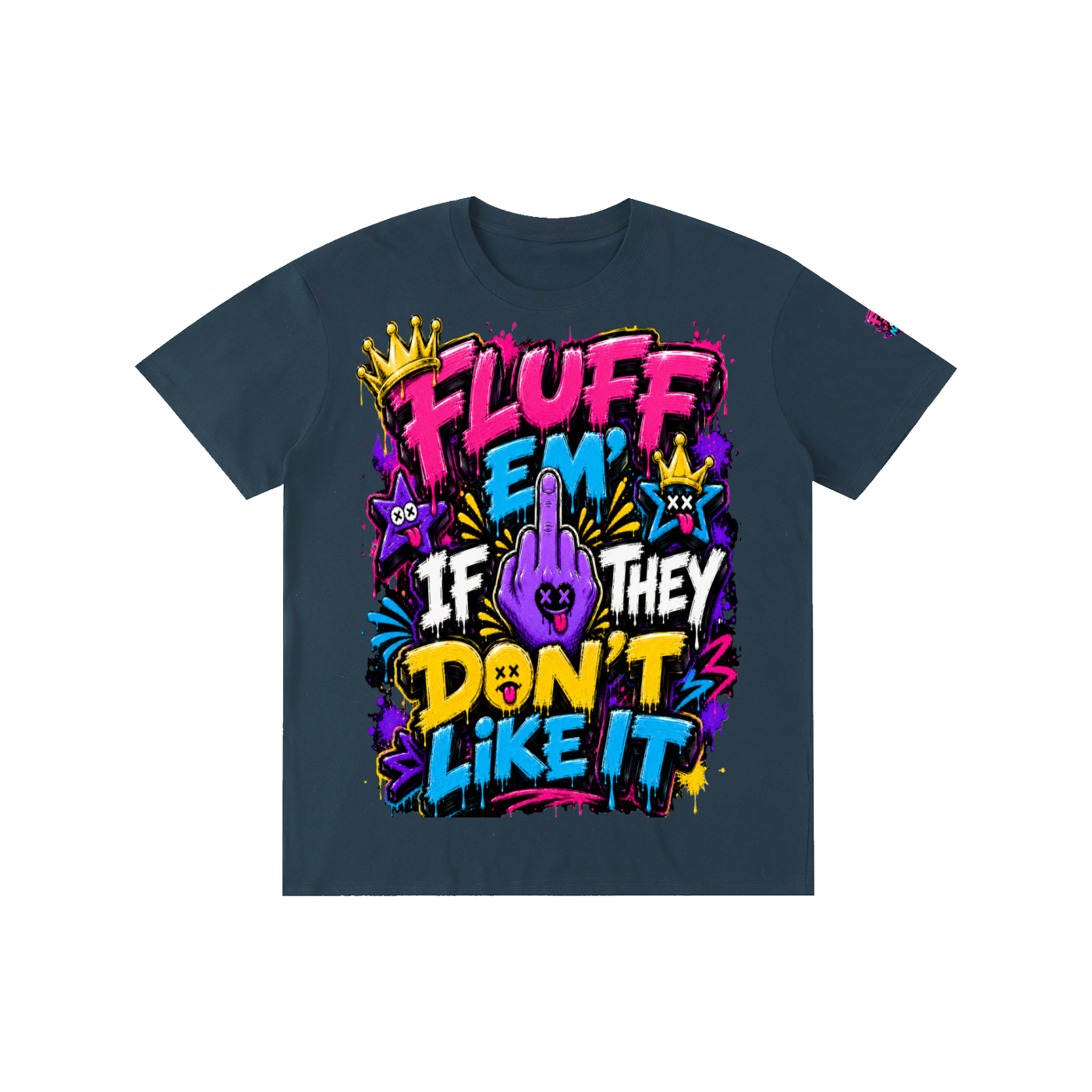 Pure Cotton Unisex T-Shirt w/ Custom Graphic Design _Fluff Em_Front & FGN Logo on Left Sleeve
