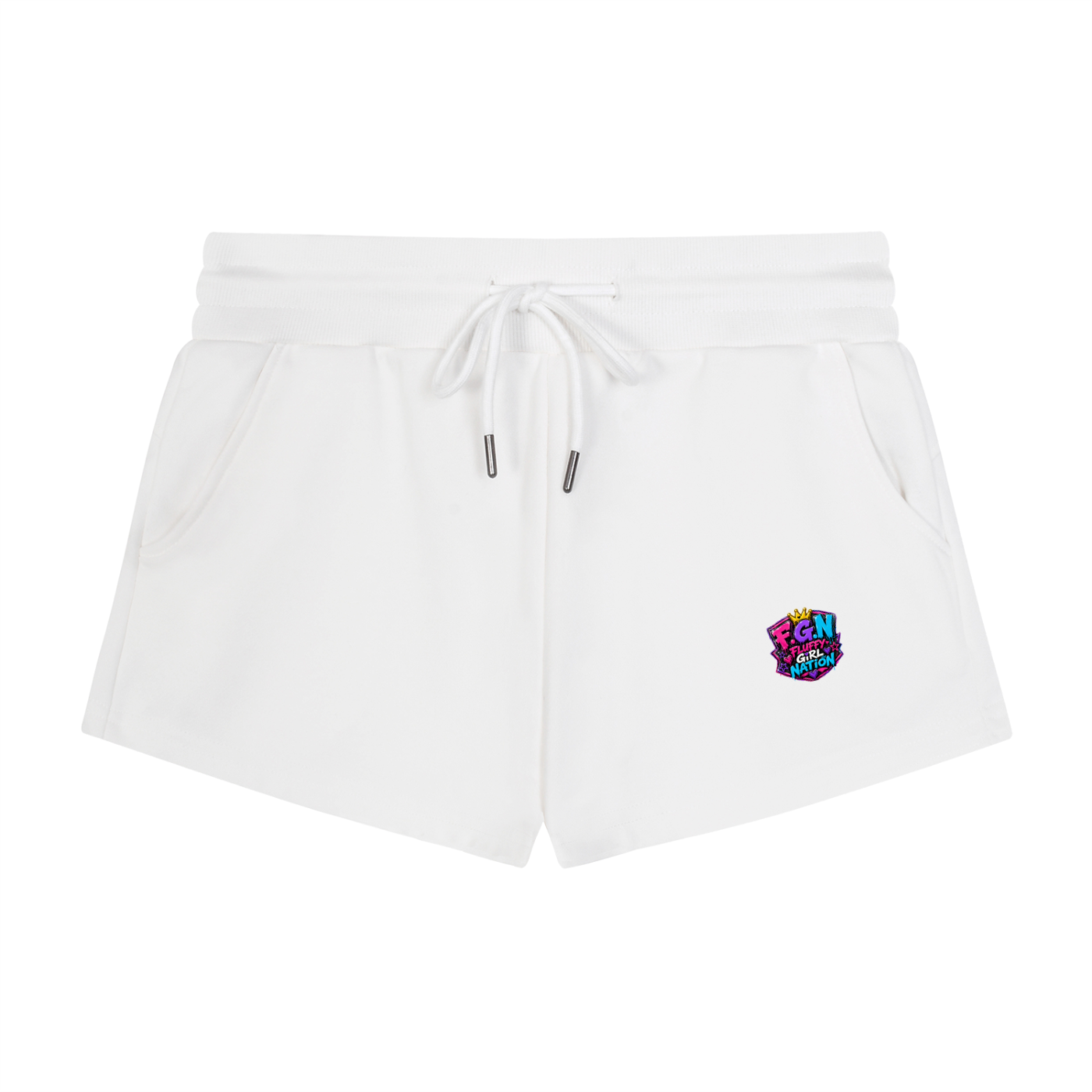 Women's Drawstring Shorts w/Custom Graphic Design _Fluff Em'_Back & FGN Logo_Front
