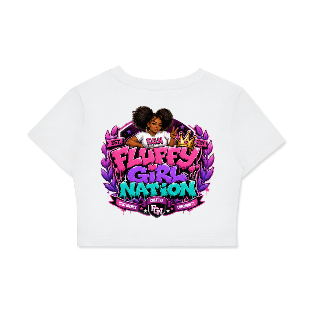Fitted Crop Cotton T-Shirt w/ Custom FGN Logo Front &  University Logo Graphic Design Back