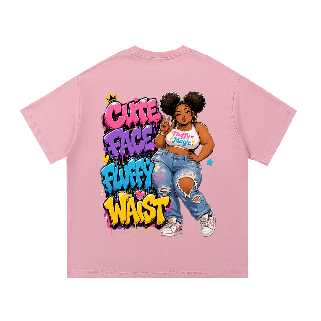 Essential Cotton T-Shirt Cute Face Fluffy Waist-Back