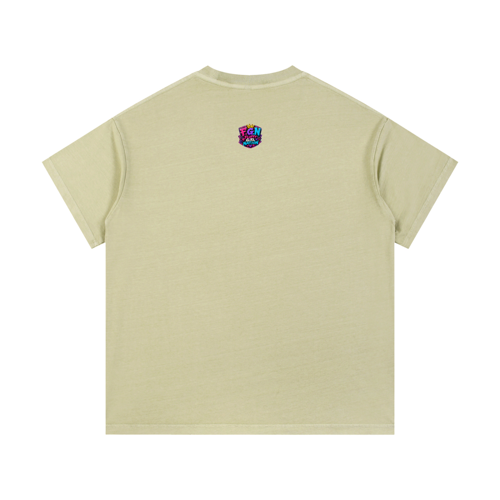 Vintage Wash Cotton T-Shirt w/ Custom Graphic Design_Heavy on the Curves_Front & FGN Logo_Back