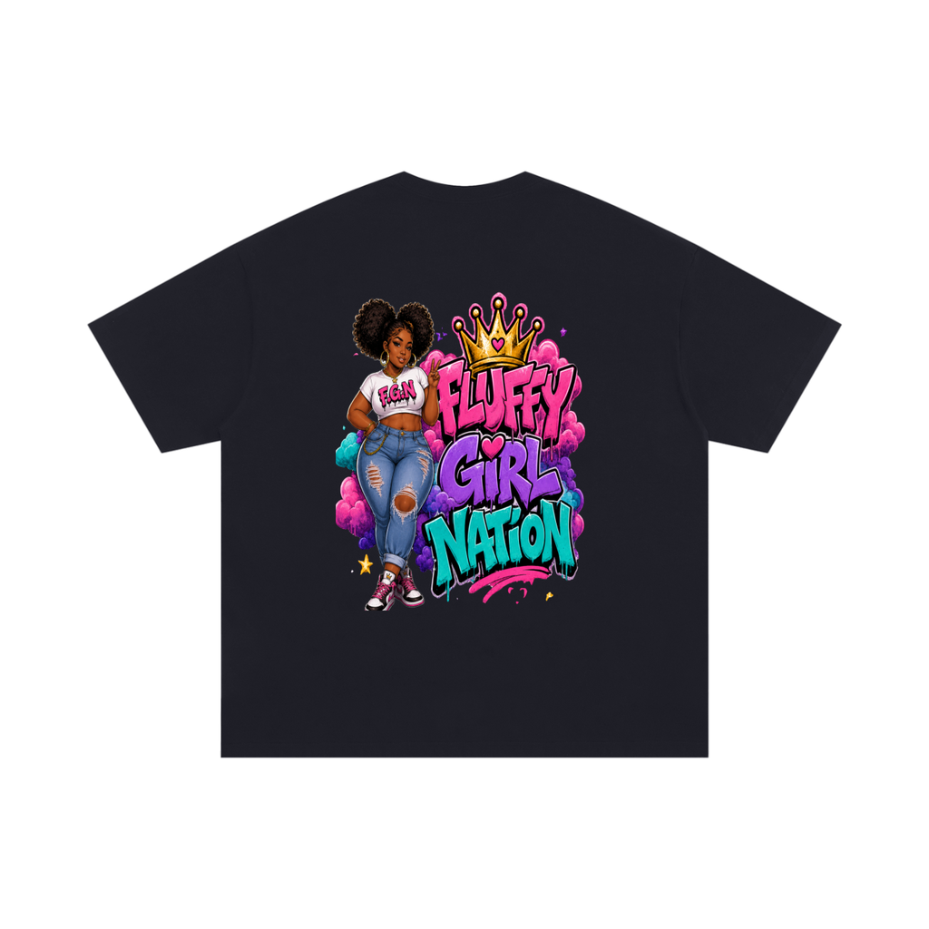 Unisex Oversized Cotton T-Shirt w/ Custom FGN Logo Front & FGN w/Girl Graphic Design Back