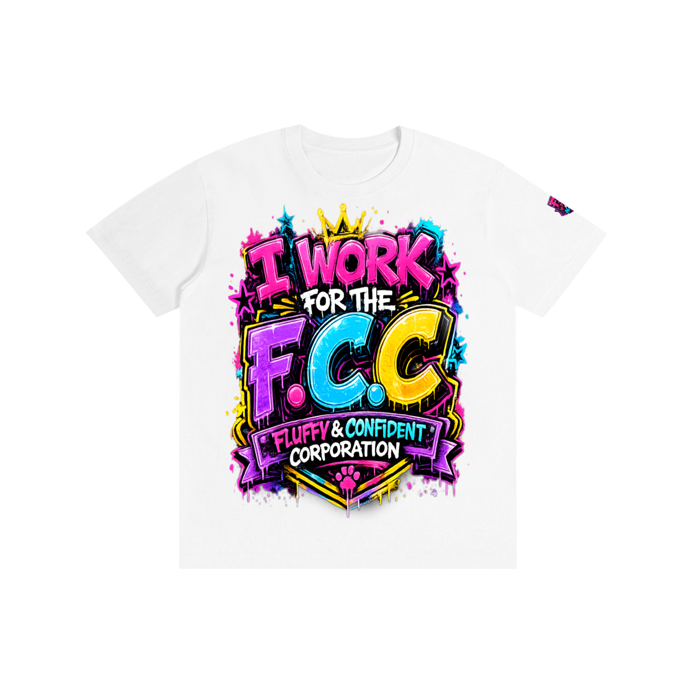 Pure Cotton Unisex T-Shirt w/ Custom Graphic Design Front-F.C.C & FGN Logo Left Sleeve
