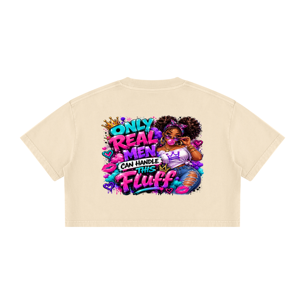 Women's Mineral Wash Cotton Crop T-Shirt w/Custom Graphic Design_Only Real Men Can_Back & FGN Logo_Front