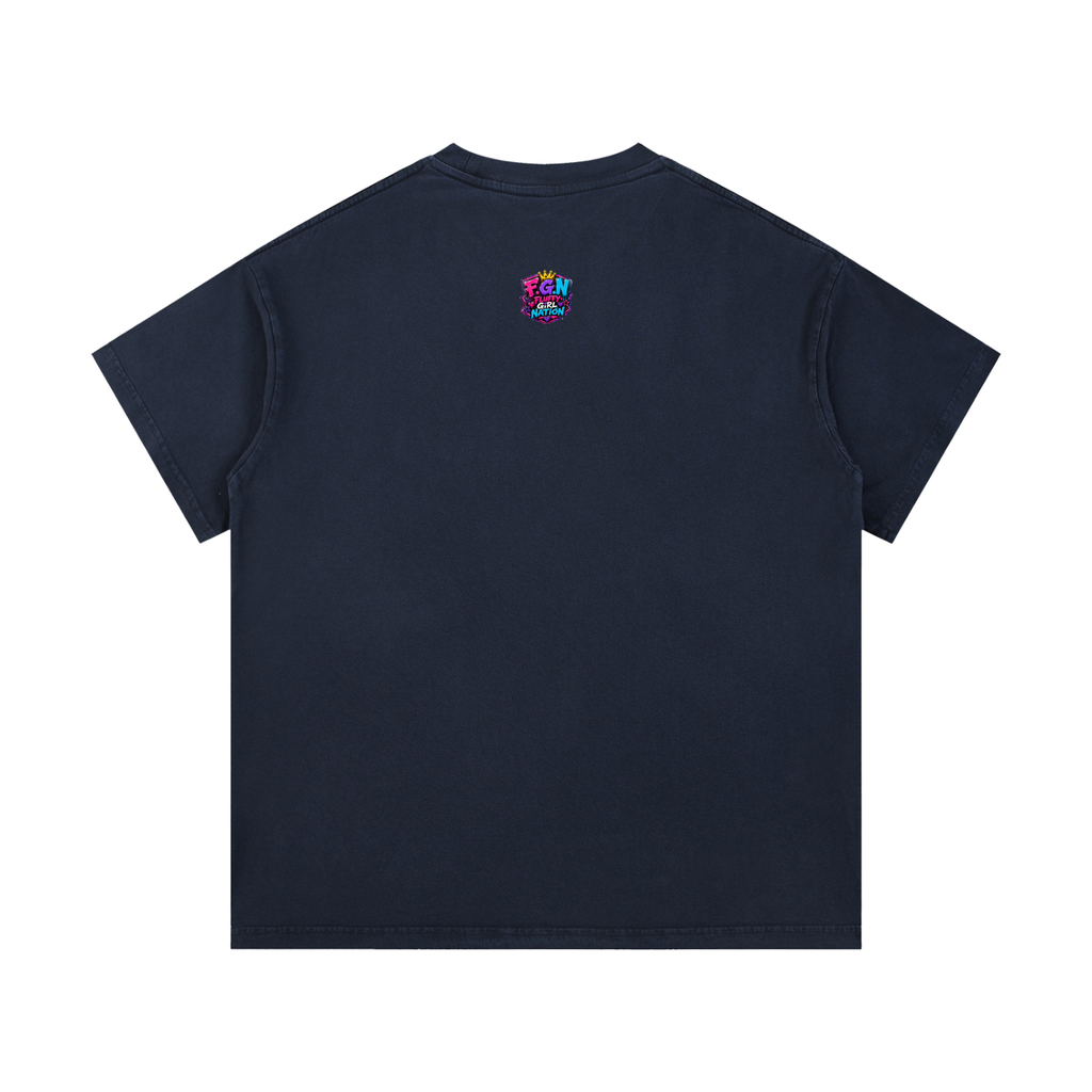 Vintage Wash Cotton T-Shirt w/ Custom Graphic Design_Heavy on the Curves_Front & FGN Logo_Back