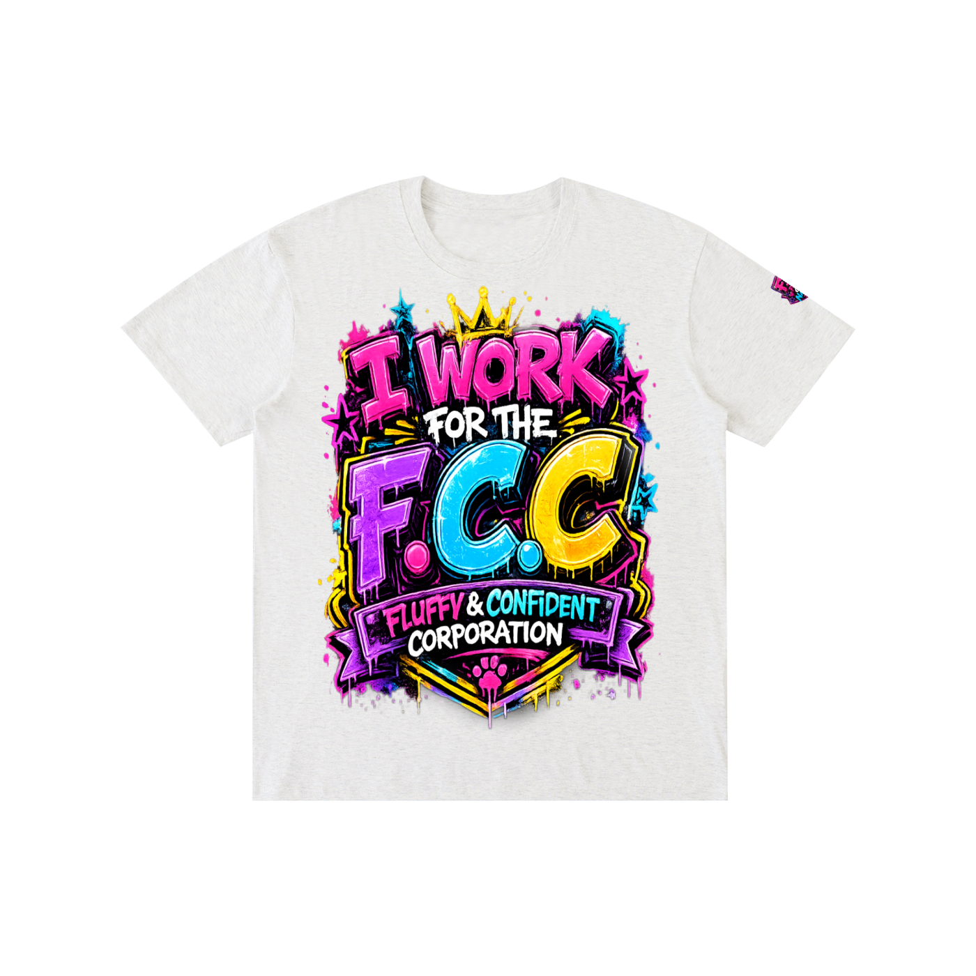Pure Cotton Unisex T-Shirt w/ Custom Graphic Design Front-F.C.C & FGN Logo Left Sleeve