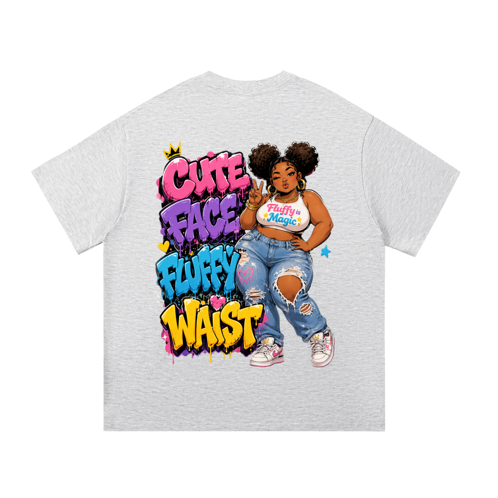 Essential Cotton T-Shirt Cute Face Fluffy Waist-Back