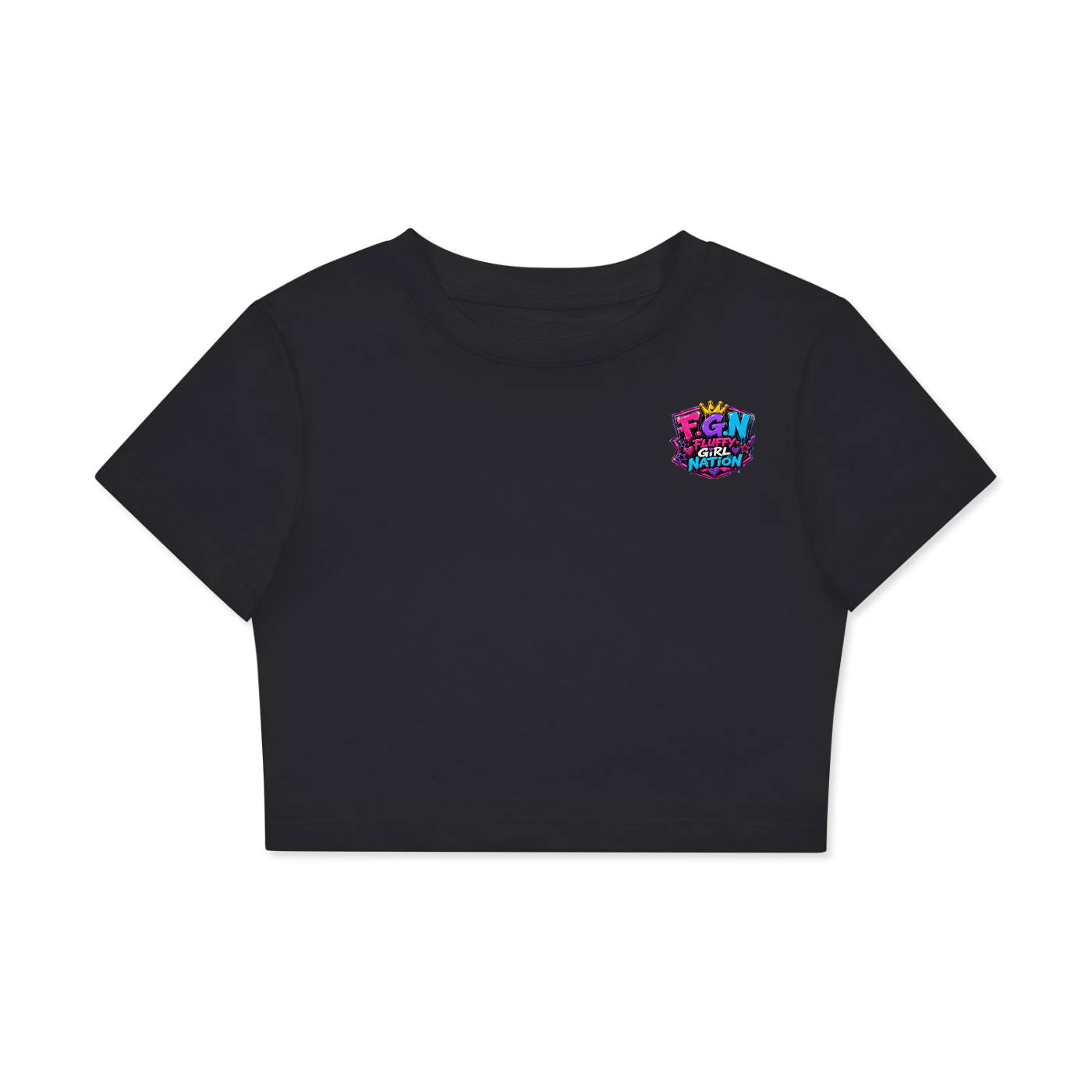 Fitted Crop Cotton T-Shirt w/ Custom FGN Logo-Front & Graphic Design Back-F.C.C