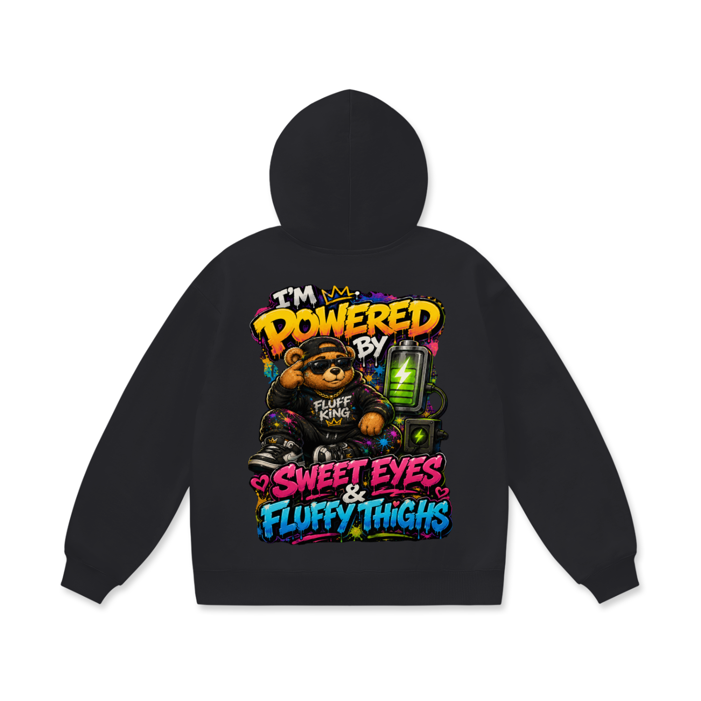Oversize Heavyweight Fleece Hoodie w/ Custom Graphic Design _Powered By_Back & FGN Logo _Front