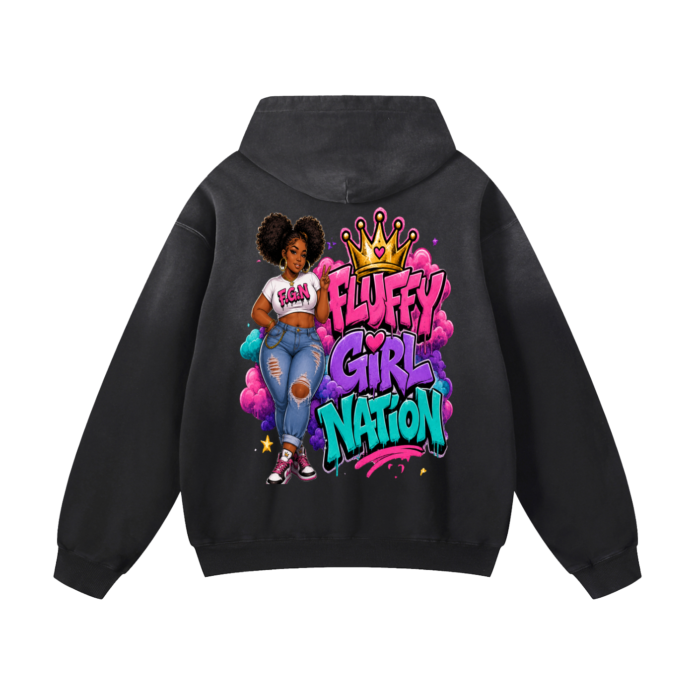 Heavyweight Sunfade Oversized Hoodie w/ Custom FGN Logo Front & FGN Graphic Design Back