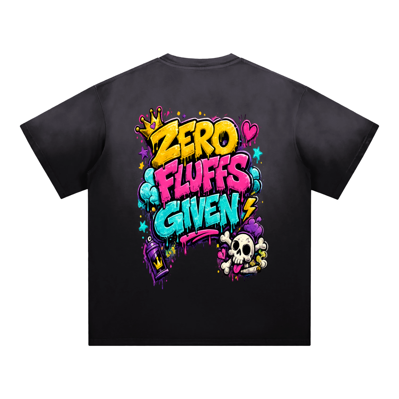Sunfade Edge Gradient T-Shirt w/ Custom FGN Logo Front & Zero Fluffs Given Graphic Design Back