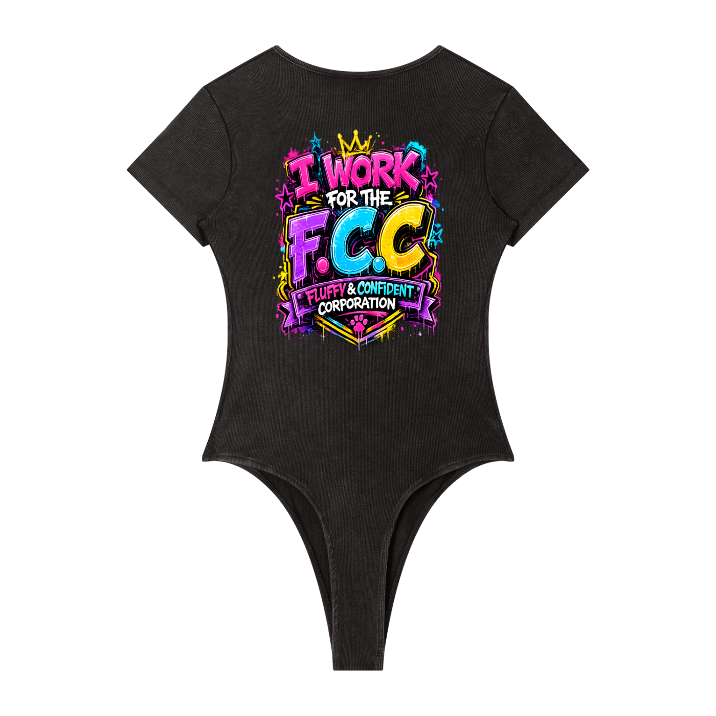 Women's Mineral Wash Crewneck Bodysuit w/ Custom Graphic Design_F.C.C_Back & FGN Logo_Front