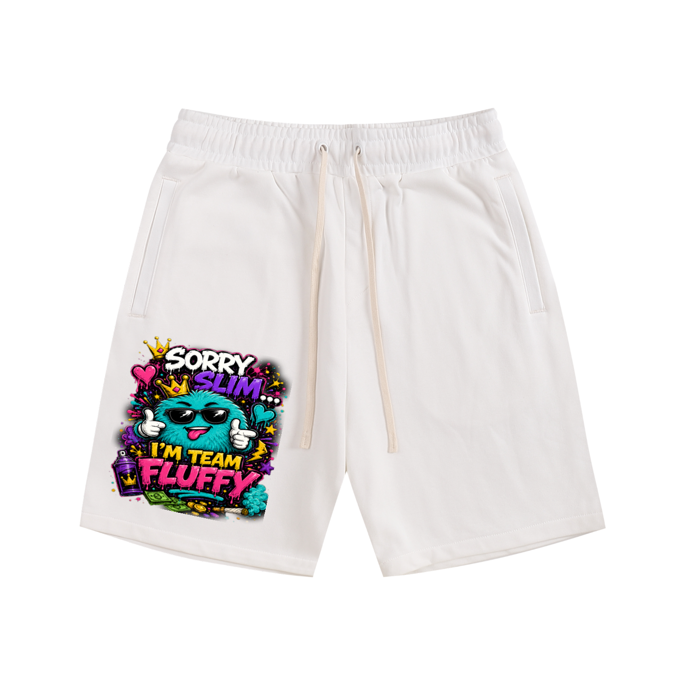 Essential Cotton Shorts w/ Custom Graphic Design_Sorry Slim I'm_Front
