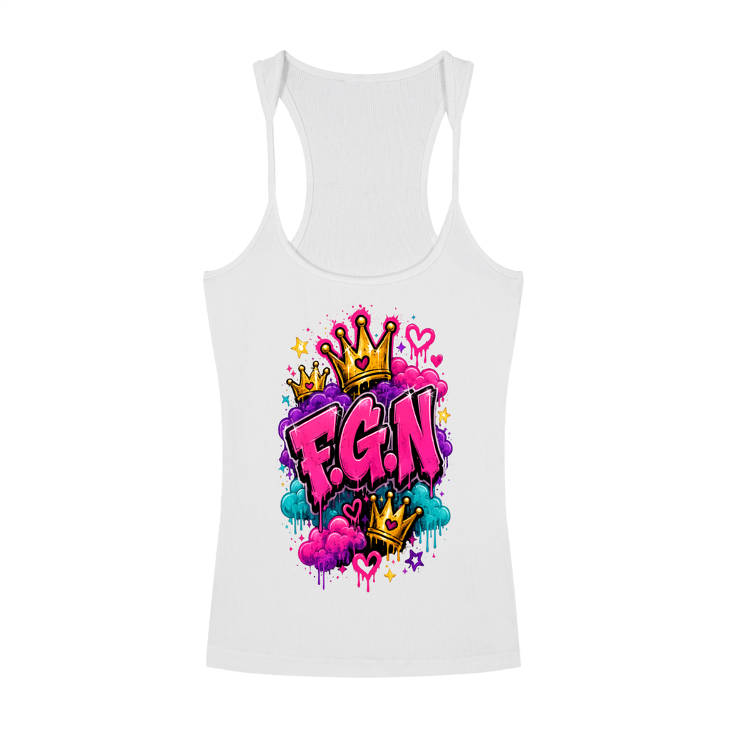 Slim Fit Ribbed Racerback Tank Top w/Custom FGN Logo on Front