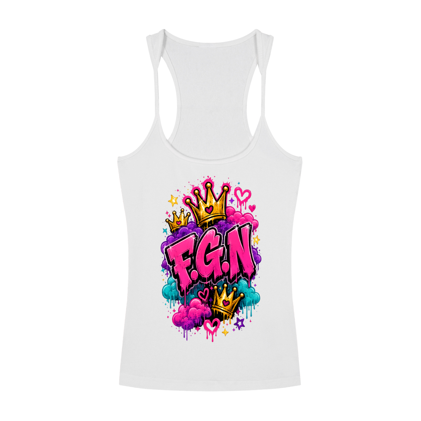 Slim Fit Ribbed Racerback Tank Top w/Custom FGN Logo on Front