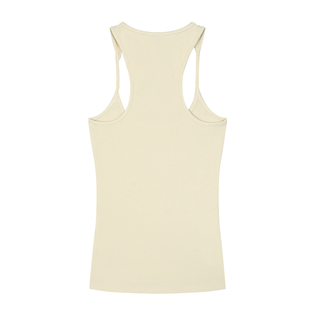 Slim Fit Ribbed Racerback Tank Top w/ Custom FGN Just Because I'm Fluffy...Graphic Design Front