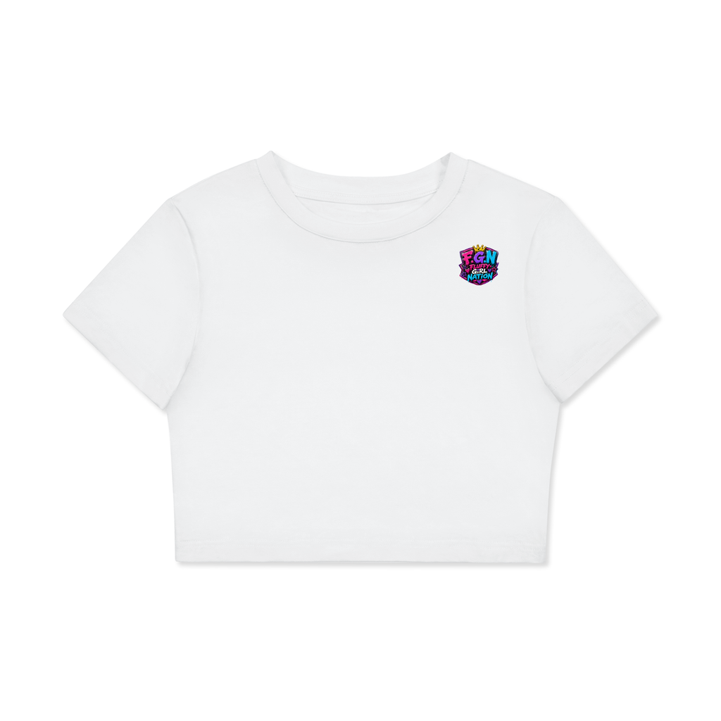 Fitted Crop Cotton T-Shirt w/ Custom Graphic Design_Cute Face_Back & FGN Logo_Front