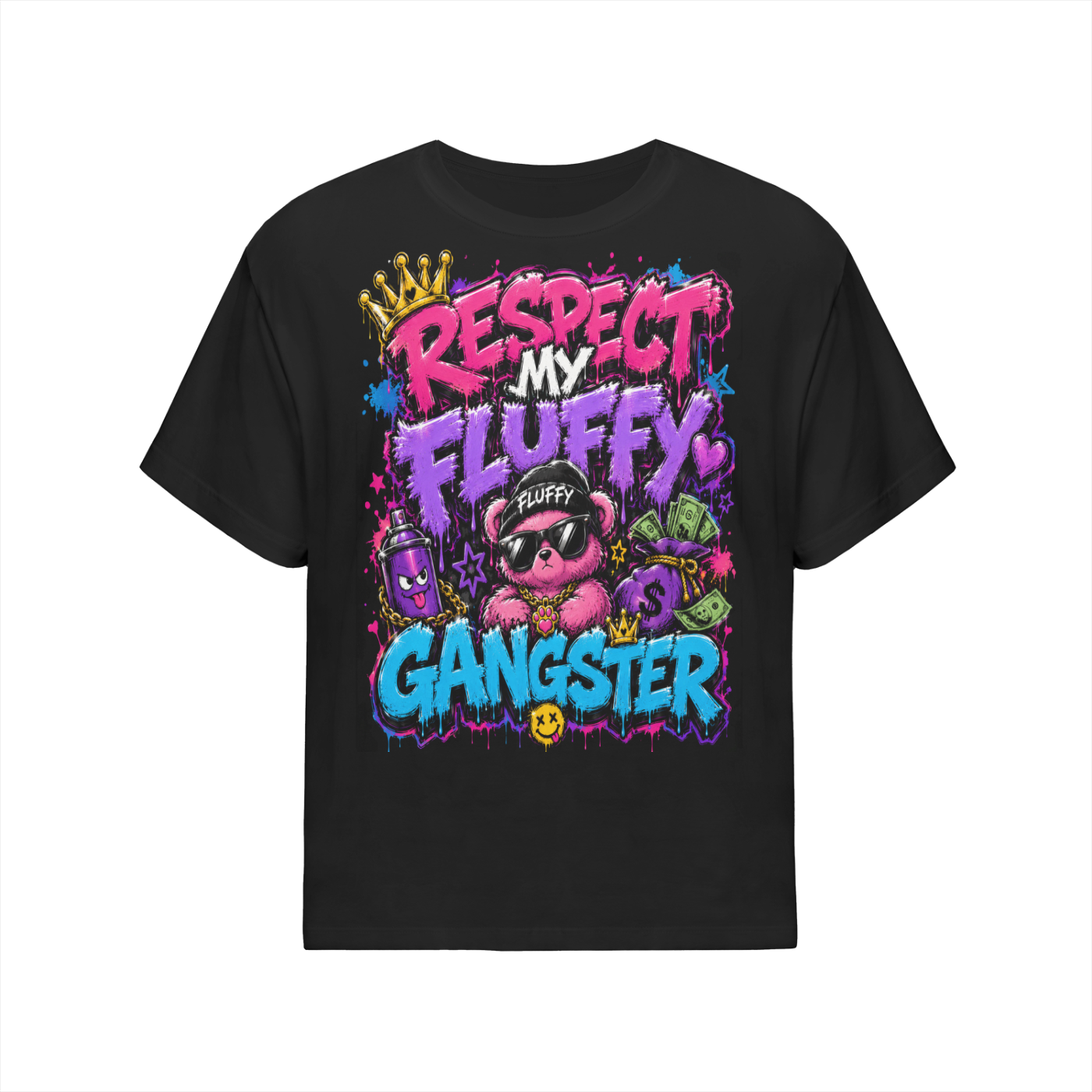 Streetwear Oversized Cotton T-Shirt w/ Custom Graphic Design Respect Front & FGN Logo Back