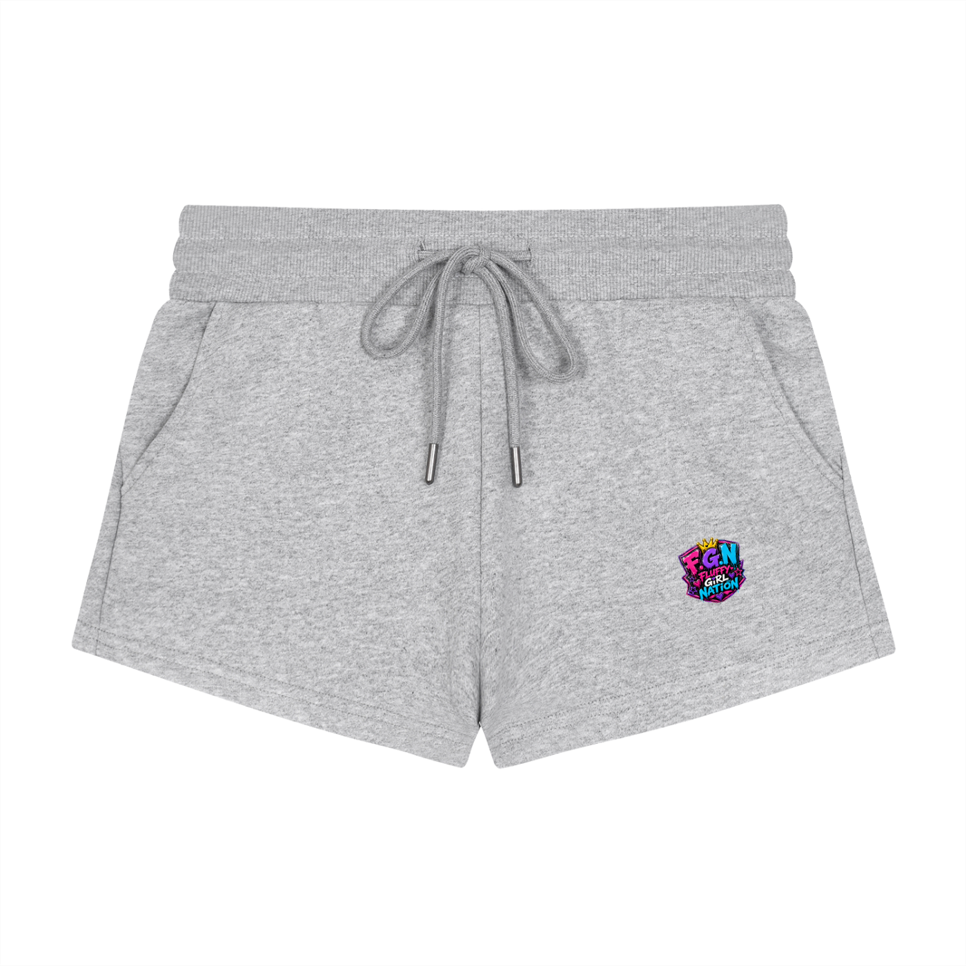 Women's Drawstring Shorts w/Custom Graphic Design _Fluff Em'_Back & FGN Logo_Front