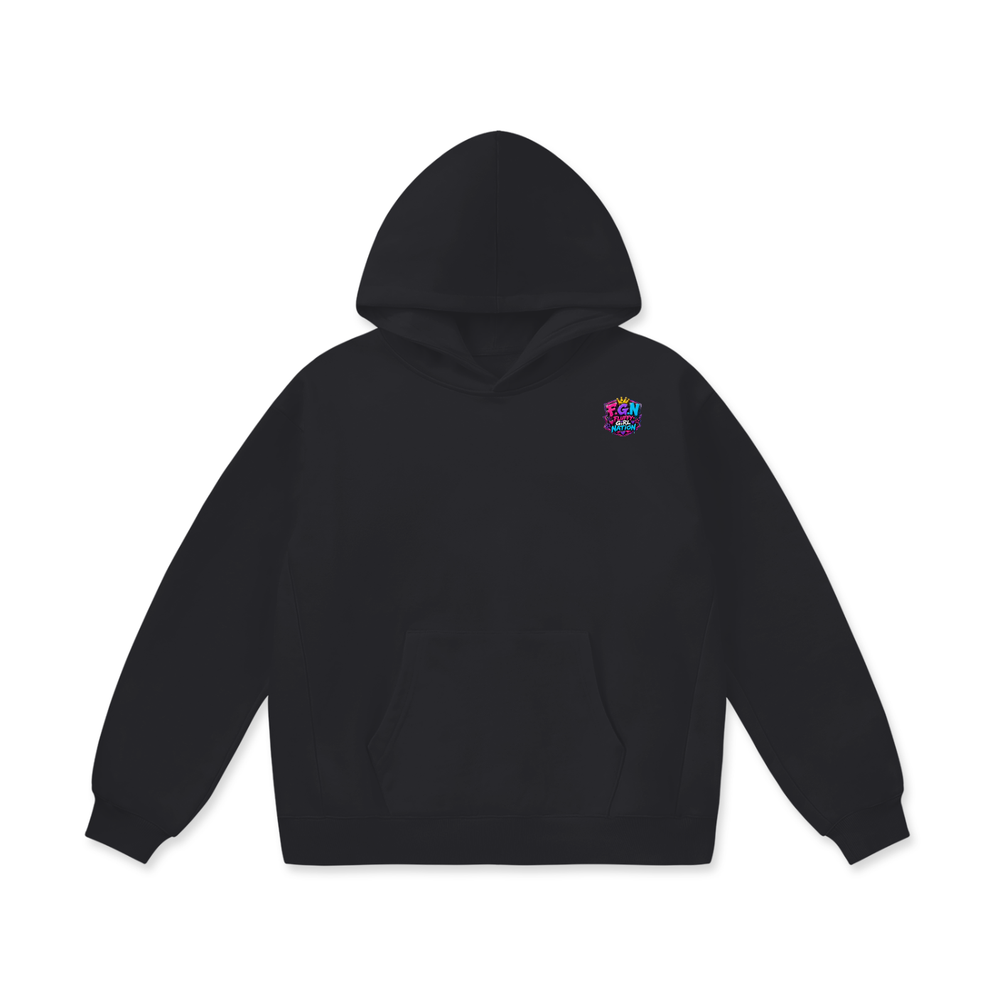 Oversize Heavyweight Fleece Hoodie w/ Custom Graphic Design _Powered By_Back & FGN Logo _Front