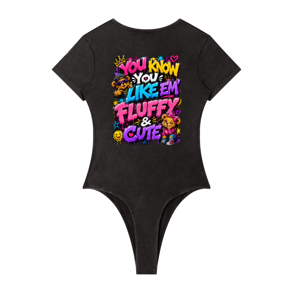 Women's Mineral Wash Crewneck Bodysuit w/ Custom Graphic Design_You Know You Like_Back & FGN Logo_Front