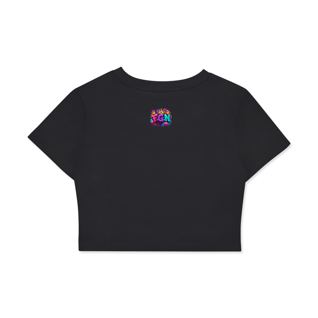 Fitted Crop Cotton T-Shirt w/ Custom Graphic Design-You're Skinner Than Me Not Front & FGN Logo Back
