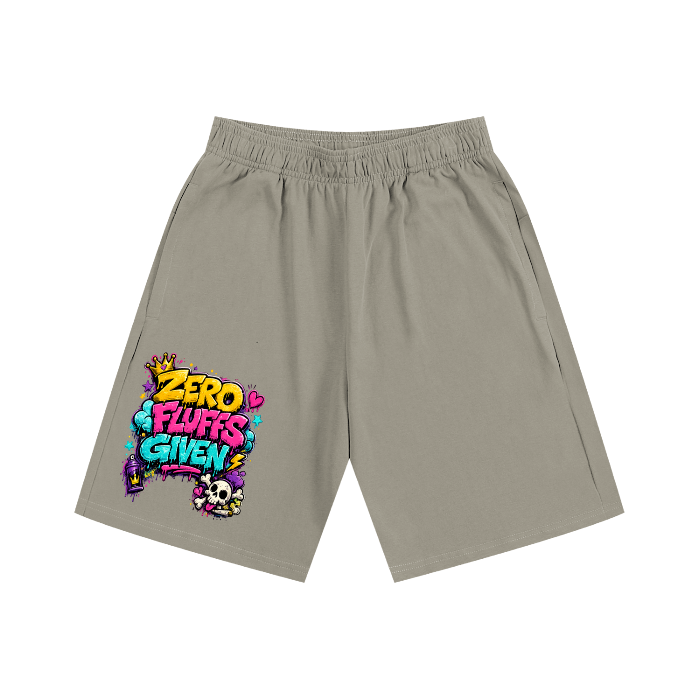 Essential Heavyweight Cotton Shorts w/ Custom Graphic Design-Front Zero Fluffs Given