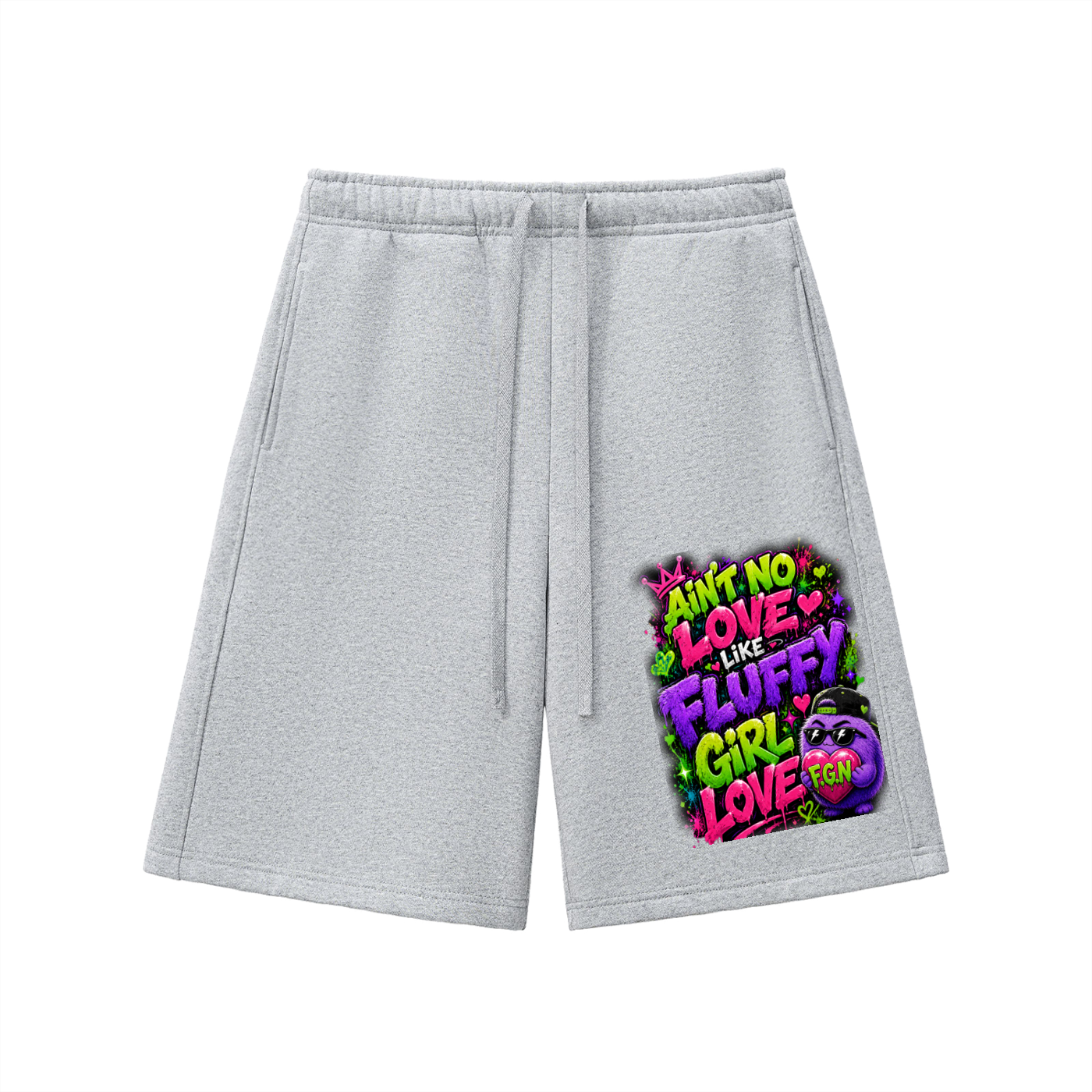 Essential Heavyweight Fleece Shorts w/ Custom Graphic Design_Ain't No Love Like_Front