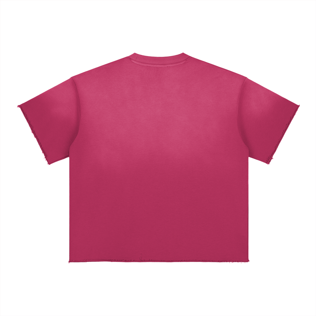 Sun Fade Raw Edge T-Shirt w/ Custom Graphic Design Zero Fluffs Given...Front