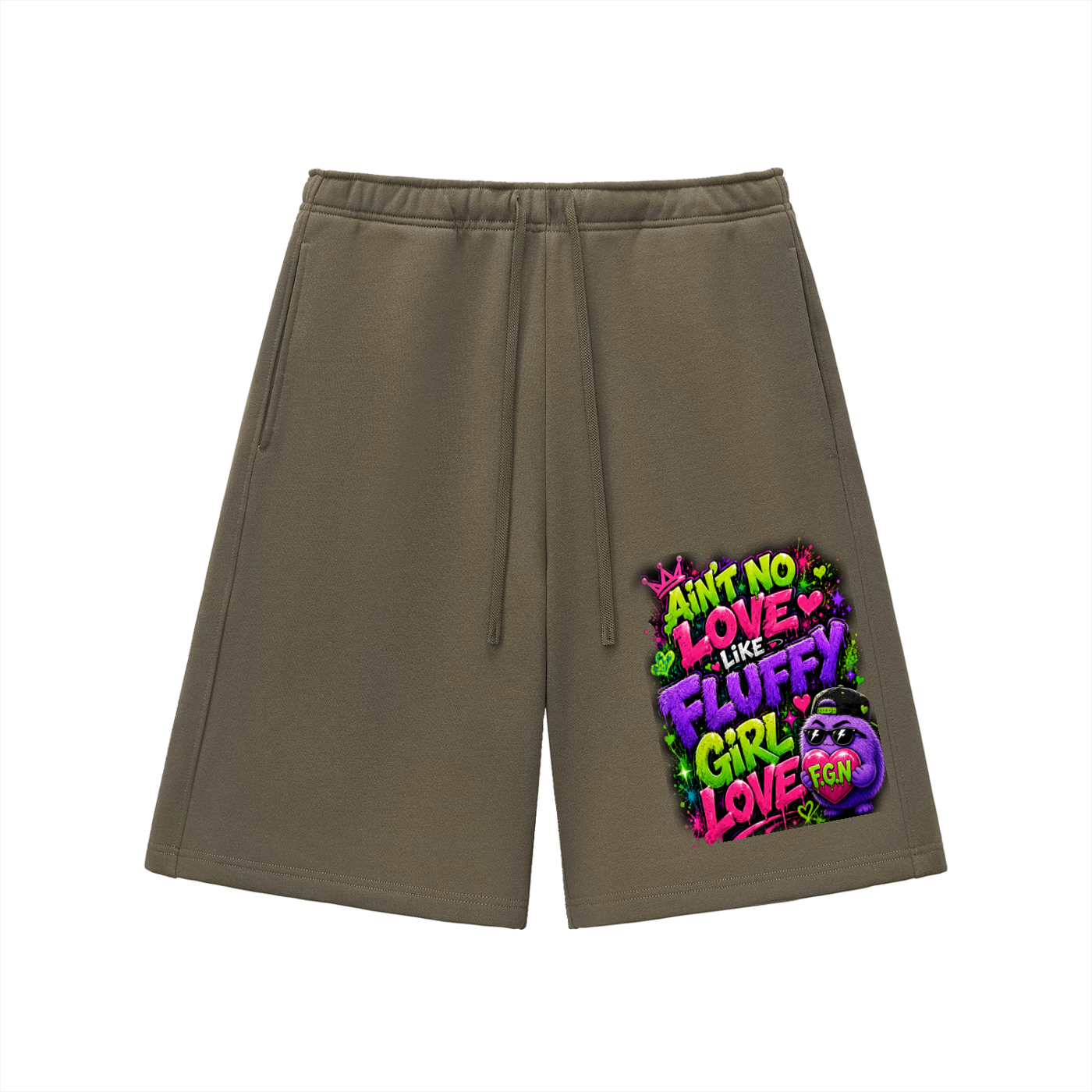 Essential Heavyweight Fleece Shorts w/ Custom Graphic Design_Ain't No Love Like_Front