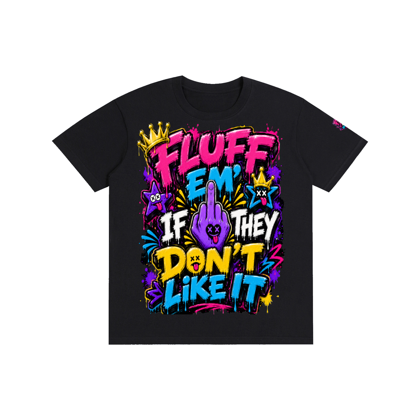 Pure Cotton Unisex T-Shirt w/ Custom Graphic Design _Fluff Em_Front & FGN Logo on Left Sleeve